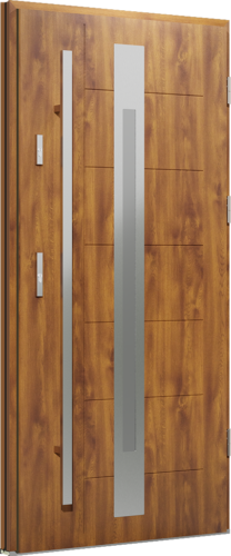 Vchodové dvere Nicolo 31 KR Center – vysoký nerezový panel s úzkym presklením v strede krídla